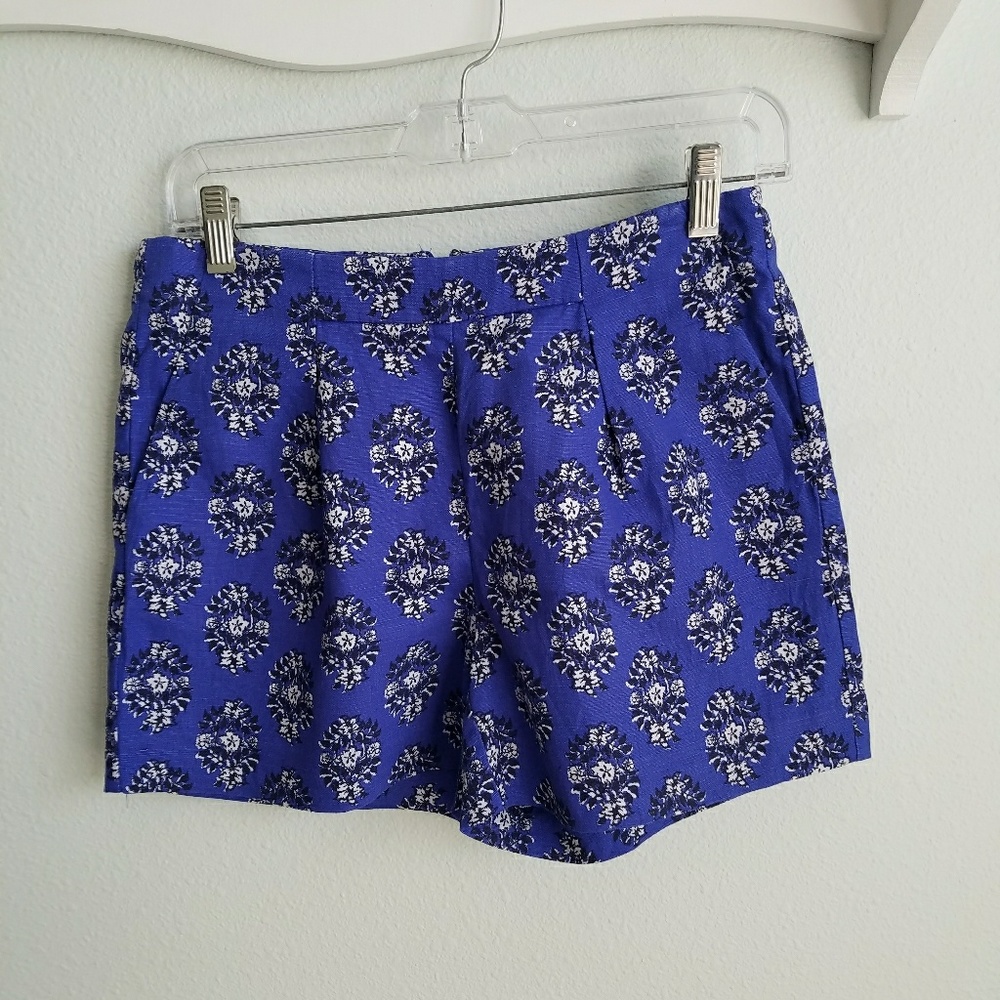 MADEWELL blue floral block print shorts 0